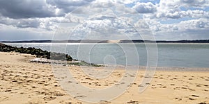 View dune du pilat sand beach ocean atlantic sea in cap-ferret pyla france