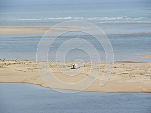 View from Dune du Pilat summit to Arcachon Bay, Aquitaine, France