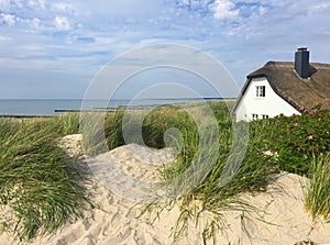 View from the dunes of Ahrenshoop to the Baltic Sea at the Peninsula Fischland-DarÃŸ-Zingst at the Baltic Sea