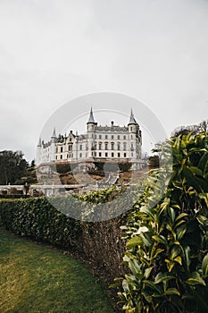 View of Dunrobin Castle in Golspie, Scotland.