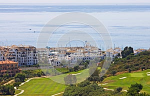 View of Duquesa golf course and down to the Mediterranean Sea in