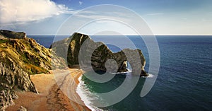 View at the Durdle Door coast line in England