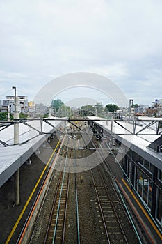 A view of the Duri commuter line station in Jakarta