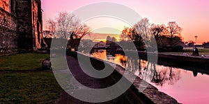 View at Dusk Along the river Trent in Newark, Nottinghamshire photo