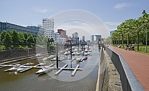 View of Dusseldorf at the river Rhine in Germany