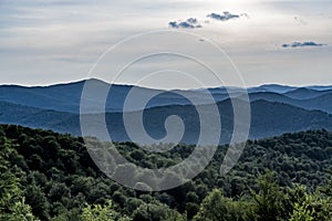 View from Dwernik Kamien - Peak in Bieszczady Mountains in Poland