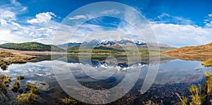 View of Dzhangyskol lake in Eshtykel plateau, Altai Republic, Siberia, Russia