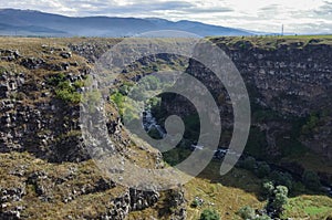 View of the Dzoraget river canyon near Lori Berd fortress,