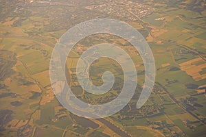 View of the earth landmass seen from an airplane window from Venice to Schiphol