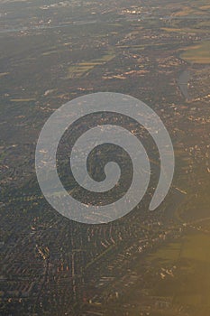 View of the earth landmass seen from an airplane window from Venice to Schiphol