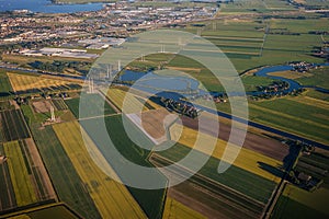 View of the earth landmass seen from an airplane window from Venice to Schiphol