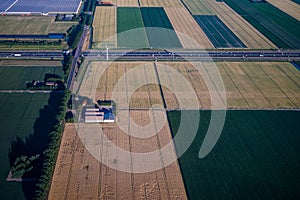 View of the earth landmass seen from an airplane window from Venice to Schiphol