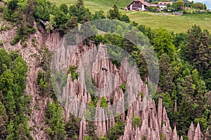 View of the Earth pyramids, Piramidi di terra in Ritten, Bolzano