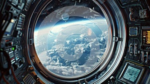 The View from Spacecraft Window.AI generated image