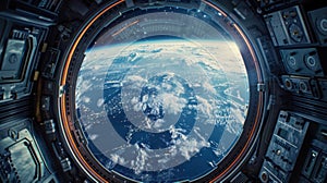 The view from spacecraft window.. AI generated