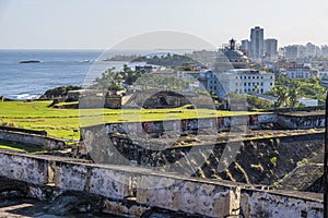 A view east along the coast from the battlements of the Castle of San Cristobal in San Juan, Puerto Rico