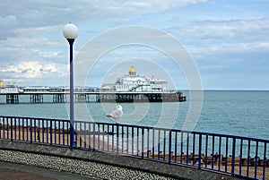View of Eastbourne Pier & Beach. Eastbourne, Sussex, UK