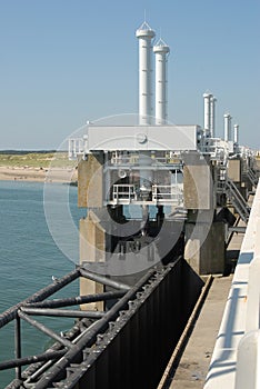 View on the  Eastern Scheldt storm surge barrier in the Netherlands photo