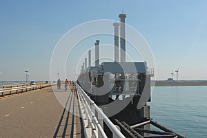View on the  Eastern Scheldt storm surge barrier in the Netherlands photo