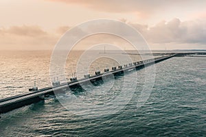 View of Eastern Scheldt Storm Surge Barrier. Oosterscheldekering, the Netherlands.