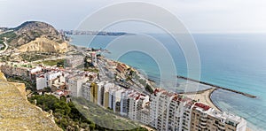 A view eastward looking down from the castle of Saint Ferran above Alicante