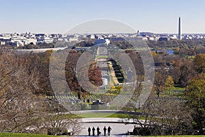 View eastwards from Arlington National Cemetery towards the Lincoln Memorial, Washington DC