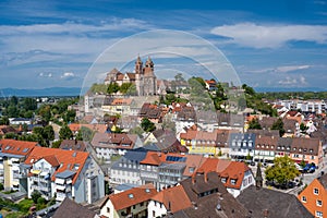 View from Eckhartsberg onto the historic centre with the Roman minster of St. Stephan, Breisach am Rhein