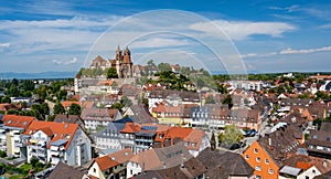 View from Eckhartsberg onto the historic centre with the Roman minster of St. Stephan, Breisach am Rhein