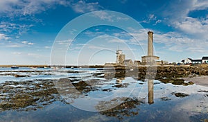 View of the Eckmuehl lighthouse on the west coast of Brittany in France