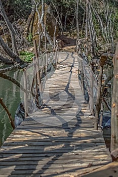 View of ecological bridge, made with recycled materials, in pedestrian route in the DÃƒÂ£o river