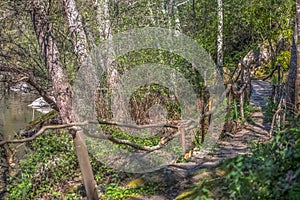 View of ecological path, made with recycled materials, in pedestrian route in the DÃÆÃÂ£o river