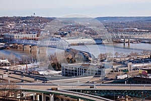 View from Eden Park Cincinnati, Ohio Across the Ohio River Toward Newport