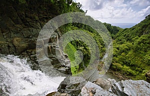 View from the edge of Makahiku falls in Waimoku falls trail