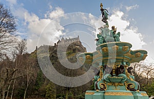 A view of Edinburgh Castle from the Princes Street gardens in Edinburgh  Scotland