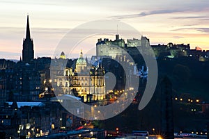 View of Edinburgh Castle at sunset