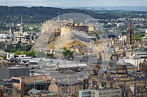 View of Edinburgh city ,in the summer sun, from Arthur`s Seat,Scotland,UK