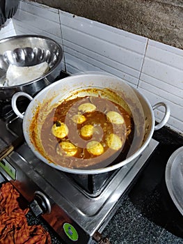 View of egg curry meal. Egg masala with Spicy egg gravy.Indian dish