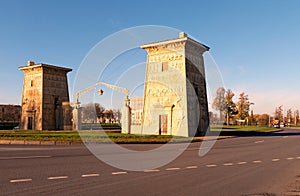 View of Egyptian gates at Tsarskoye Selo. St. Petersburg, Russia