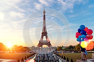 View of the Eiffel Tower and La Defense district