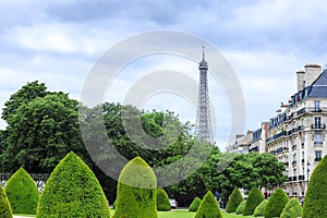 View of the Eiffel tower from the Palace of the Invalids, Grenelle street