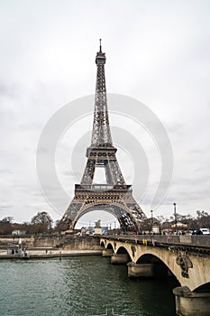 View at Eiffel Tower in Winter, Paris, France