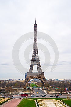 View at Eiffel Tower in Winter, Paris, France
