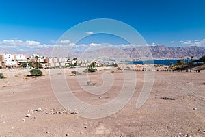 View of Eilat and Aqaba cities in Israel and Jordan