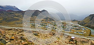 View of El Chalten with autumn colours, Argentina photo