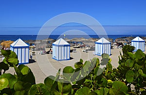 View on El Duque beach with beach houses in Costa Adeje,Tenerife, Canary islands,Spain.
