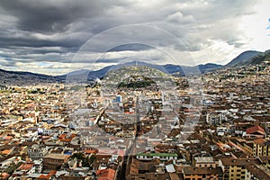 View of El Panecillo in Quito, Ecuador, from the Cathedral photo