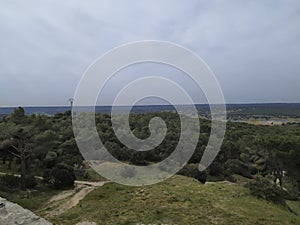 View from the El Pardo forest of the city of Madrid, in Spain. photo