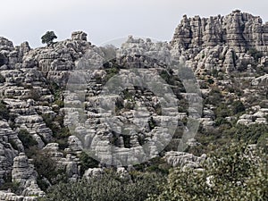 View of El Torcal de Antequera Natural Park