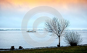 View of Elba river at sunset