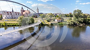 view of the elbe river with dessau town in east germany